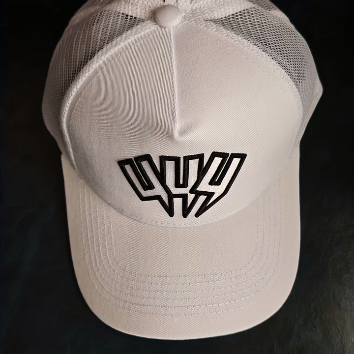 Gorra de Béisbol Ajustable Unisex Blanca con Logo '444' - Parte Trasera de Malla Transpirable, Diseño 3D/Punto de Colcha, Gorra de Poliéster en Blanco y para Atuendos Casuales, Acción de Gracias y Ropa casual (Lavable a Mano)
