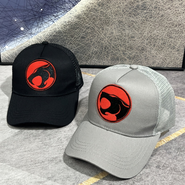2 gorras de béisbol unisex, gorra de malla transpirable ajustable con gato relámpago bordado, tela acrílica 100% no elástica, recubierta en PVC, livianas para deportes al aire libre y uso diario, ideal para regalos de San Valentín, Carnaval y Festival de