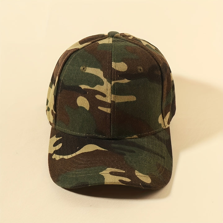 1 gorra de béisbol con estampado de camuflaje para mujer, 100% poliéster, sombrero de moda ligero, ajuste inelástico ajustable, artesanía tejida, gorra deportiva informal para exteriores sin instrucciones de cuidado de lavado