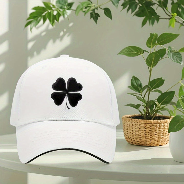 Gorra de béisbol unisex ajustable con estampado de cuatro hojas - Ligera y transpirable, con diseño de buena suerte irlandesa, gorra casual y deportiva para exteriores para todas las estaciones para hombres y mujeres, regalo perfecto para las fiestas (Día