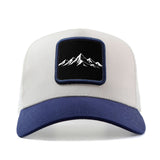 Gorra de Camionero Ajustable para Hombres y Mujeres - Parte Trasera Transpirable con Diseño Abstracto Montaña & Árbol, Gorro Blanco/Negru