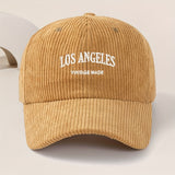 Gorra de Béisbol con Logo Los Ángeles para Hombres y Mujeres - Ajustable Snapback, Negra con Letras Blancas LOS ANGELES, Corduroy Liviano Duradero Ideal Para Ropa Casual al aire Libre o Uso Callejero Unisex