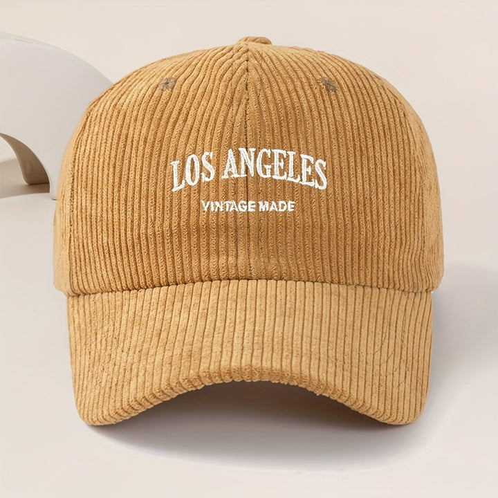 Gorra de Béisbol con Logo Los Ángeles para Hombres y Mujeres - Ajustable Snapback, Negra con Letras Blancas LOS ANGELES, Corduroy Liviano Duradero Ideal Para Ropa Casual al aire Libre o Uso Callejero Unisex