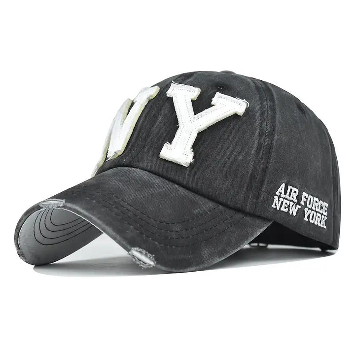 Gorra de béisbol con letra NY y bordado de dibujos animados - Cierre ajustable con visera, gorro ligero y transpirable para deportes al aire libre, gimnasio y uso casual - Gorra unisex para todas las estaciones con logo de NY (regalo ideal para hombres...