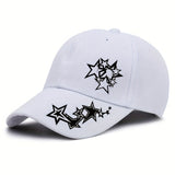 1 Gorra de Béisbol Negra con Estrella Blanca - Ligera, Ajustable Snapback para Hombres y Mujeres, Visera Curva, Streetwear, Deportes, Casual Talla Única para Uso Diario al Aire Libre