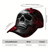 1 gorra de béisbol estilo hip-hop con calavera y flores - Gorra ajustable y transpirable de poliéster para viajes, fiestas en la playa y actividades al aire libre informales, ligera y lavable en máquina, regalo perfecto para Halloween, Navidad, Día de San