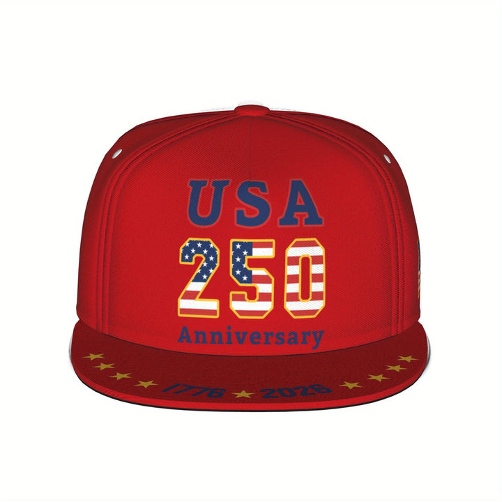 Gorra Snapback de Hombres y Mujeres - 250º Aniversario de EE. UU. 1776-2026 - Bandera Americana Ajustable con 50 Estrellas y 13 Rayas, Gorra Ligera y Transpirable de Visera Plana para el 4 de Julio, Día de la Independencia, Actividades al Aire Libre - Reg