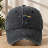 Gorra de béisbol divertida con estampado de gato arcoíris - Gorra retro lavada clásica, suave, cómoda y transpirable con cierre ajustable para actividades al aire libre y vacaciones