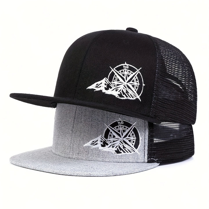 Gorra De Béisbol De Bordado De Brújula Gorra De Camionero De Malla De Moda Y Estilo Hip Hop Gorra Ajustable Y Ligera Con Broche Para Mujeres Y Hombres