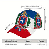 1 Gorra de Béisbol Ajustable con Estampado 2D del Emblema Dominicano - Snapback con Impresión Vibrante de Cuerpo Completo, Ideal para Deportes, Running y Moda Urbana al Aire Libre, Accesorio de Festival,Ropa Casual,Diseño a la Moda,Ajuste Cómodo,Asistente