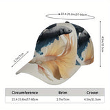 1 gorra de béisbol Snapback con estampado 2D Betta Harmony - Gorra de poliéster con impresión vibrante de cuerpo completo, ideal para deportes, running y moda casual urbana