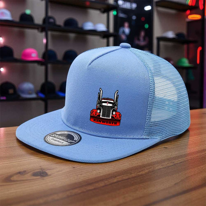 1 gorra de béisbol con logo KENWORTH para camiones - Snapback ajustable, respaldo transpirable en malla, ligera y cómoda tela poliéster. Ideal para hombres conductores de semirremolques o eventos casuales e informales (estampado /rojo). Apto todo el año.