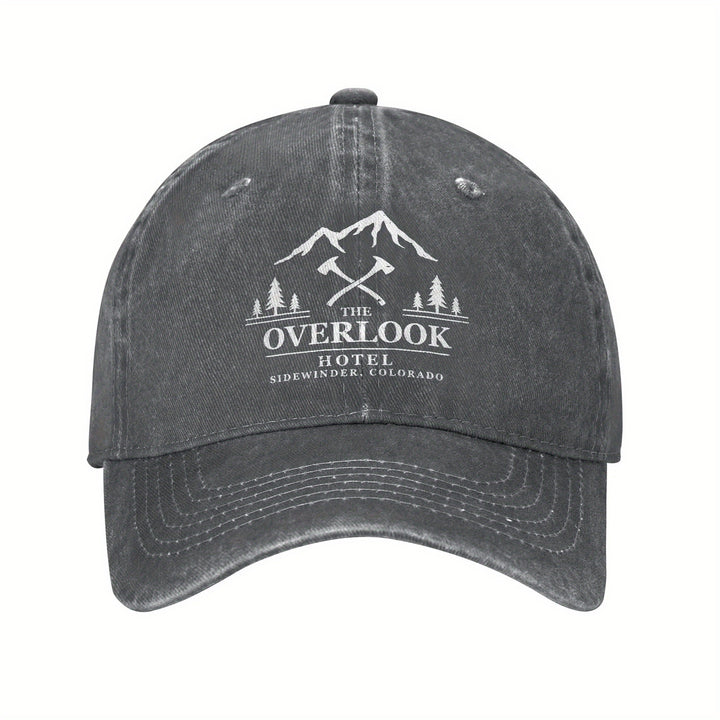 1pieza El Sombrero de Béisbol del Hotel Overlook - Denim Desgastado Snapback para Hombres y Mujeres, Estilo Deportivo, Suave y Estructurado, Perfecto para Entrenamientos al Aire Libre, Gorra de Vestir Casual | Diseño de Gorra Estructurada | Gorra de Denim