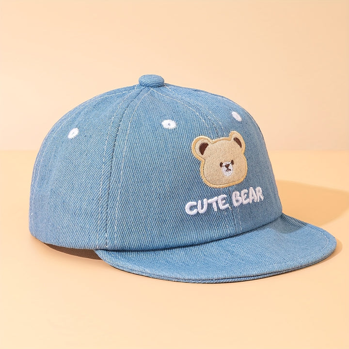 Gorra de béisbol de poliéster para niños con diseño de oso lindo - Ligera, de temporada completa, con cierre de palanca, ideal para cumpleaños y Día de la Madre, lavable a mano - Gorra casual ajustada para exteriores para niños y niñas, adecuada para homb