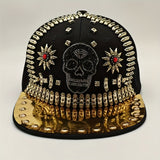 1 Gorra de Béisbol Ajustable con Calavera Brillante y Pedrería, Sombrero Fresco para Fiestas Hip-Hop, Moda al Aire Libre, Protección Solar