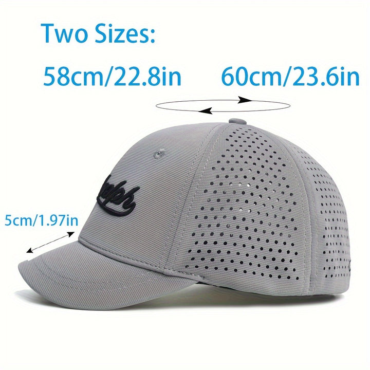 1 gorra unisex casual con letras bordadas, sombrero de visera con malla transpirable, ajustable, ideal para deportes al aire libre
