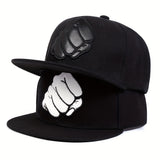 1 Pza - Gorra de béisbol con parche de puño, sombrero para el sol al aire libre, gorra de ala plana, sombrero informal ajustable para viajes de vacaciones junto al mar