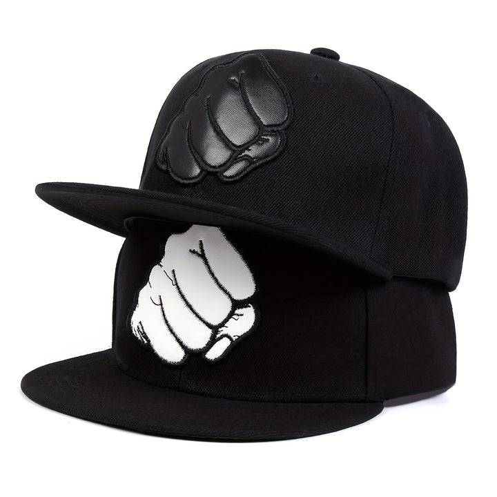 1 Pza - Gorra de béisbol con parche de puño, sombrero para el sol al aire libre, gorra de ala plana, sombrero informal ajustable para viajes de vacaciones junto al mar