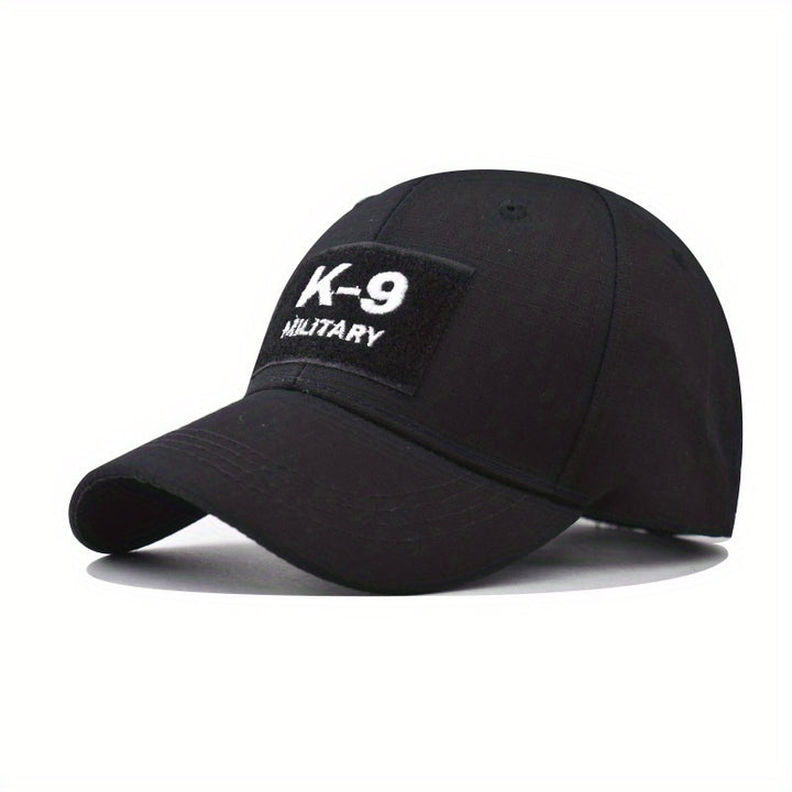 Gorra de béisbol militar K-9 con bordado, sombrero de sol de poliéster camuflado con visera curva, gorra ligera para hombre al aire libre