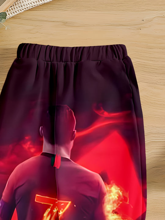 Pantalones Joggers para Niño con Gráfico de Fútbol con Impresión 3D - Rojo Vibrante y Diseño, Pantalones Largos Casuales con Cintura Elástica, Perfectos para Actividades al Aire Libre y Ropa Casual, Joggers para Exterior | Pantalones con Estampado Vibrant