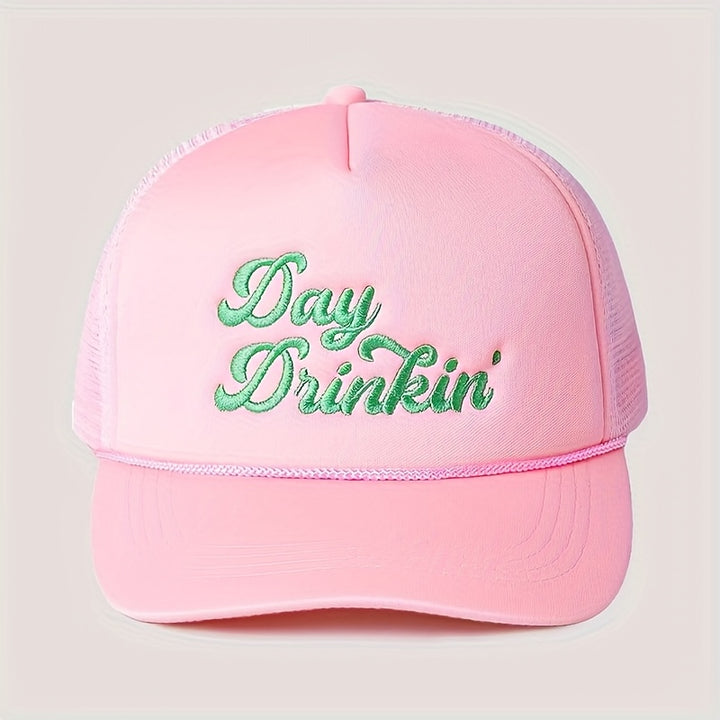 Paquete de 1 Gorra de Béisbol Bordada para Beber al Día - Sombrero de Camionero Ajustable Unisex con Malla en la Parte Posterior, Ligera y Transpirable para el Verano, Ideal para Golf, Exteriores y Uso Diario (Rosa, Verde, Blanco, )