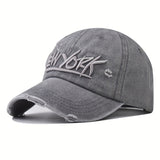 1pc Gorra de béisbol con las letras 'Nueva York', elegante y sencilla, con un diseño con aspecto desgastado y una estrella de cinco puntas, adecuada para actividades al aire libre como senderismo, camping, salidas a la playa, pintura callejera y jugar ...