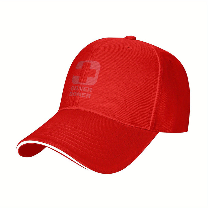 1 gorra Boner Doner con logo - Logo en rojo y blanco llamativo, correa ajustable, ligera pero duradera para hombres y mujeres: béisbol ideal para exteriores, ciclismo, pesca, gym o uso médico. Regalo divertido (diseño de chiste turco sobre medicina). Lava