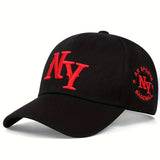 Gorra de Béisbol NY Embroiderada - Gorra de Béisbol Ajustable para Hombres y Mujeres, Ligera y Respirable, Negra con Diseño Blanco NYS de Béisbol, Accesorio de Moda Casual, Gorra de Béisbol, Indumentaria Deportiva