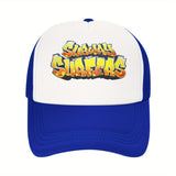 Sombrero de camionero para Subways Surfers unisex - Espalda de malla ajustable, diseño de dibujos animados vibrante, amarillo y blanco, perfecto para el verano, la pesca y las actividades al aire libre, calzado ajustable | Gorra gráfica vibrante | Sombrer