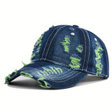 Gorra De Béisbol Creativa Personalizada De Mezclilla Desgastada Retro Desgarrada, De Moda, Para Mujeres Y Hombres