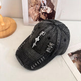 Gorra de Béisbol Estilo Callejero Americano Lavado Desgastada Unisex con Bordado 3D y Cierre Snapback