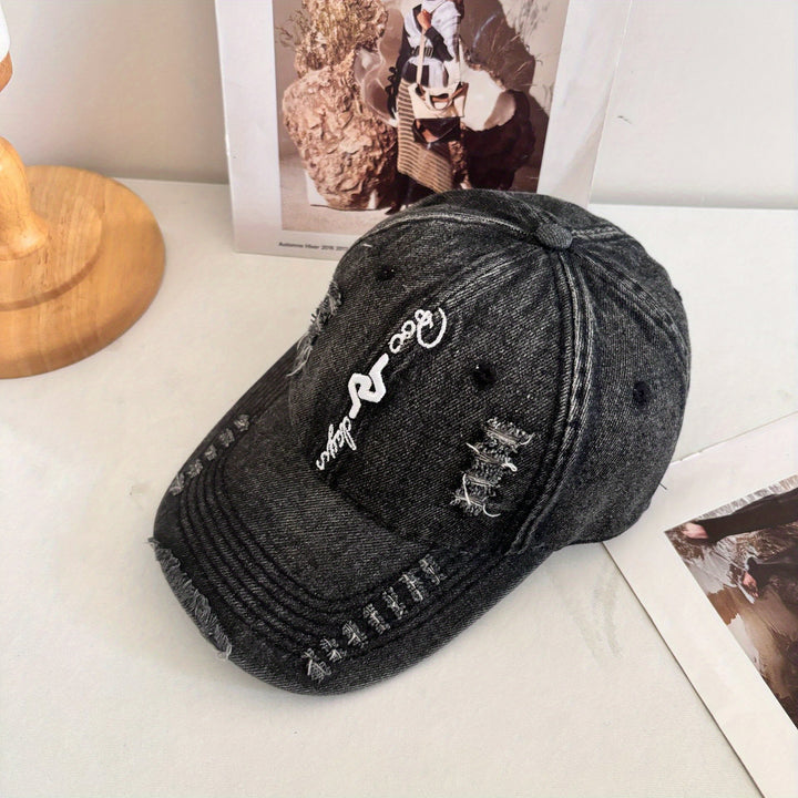 Gorra de Béisbol Estilo Callejero Americano Lavado Desgastada Unisex con Bordado 3D y Cierre Snapback