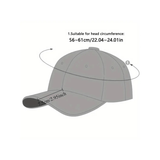 1 Gorra de Béisbol Negra Estampada con Visera, Sombrero Casual para Vacaciones y Exteriores