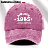 1 gorra de béisbol retro para mujer, edición limitada 1985, ajustable, ligera y desgastada, con visera curva, estilo urbano impreso, ideal para viajes, uso casual y diario