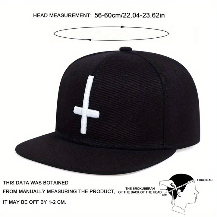 Gorra hip hop para hombre con bordado de cruz, ajustable, ideal para actividades al aire libre, perfecta para paseos en primavera y otoño, viajes y playa