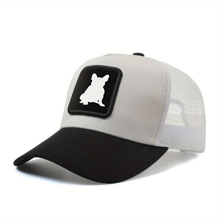 Gorra de béisbol para hombres y mujeres con malla trasera, gorra ajustable estilo French Bulldog Head Tilt, gorra de camionero hip hop anime cartoon, gorra transpirable de verano para exteriores