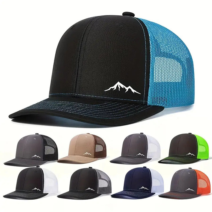 Gorra de béisbol de gran tamaño para mujer y hombre con gráfico de montaña - Parte trasera de malla transpirable y visera estructurada, ajuste ligero sin estiramiento para deportes al aire libre, viajes, ropa casual - Gorro de otoño/invierno, Marrón, Gorr