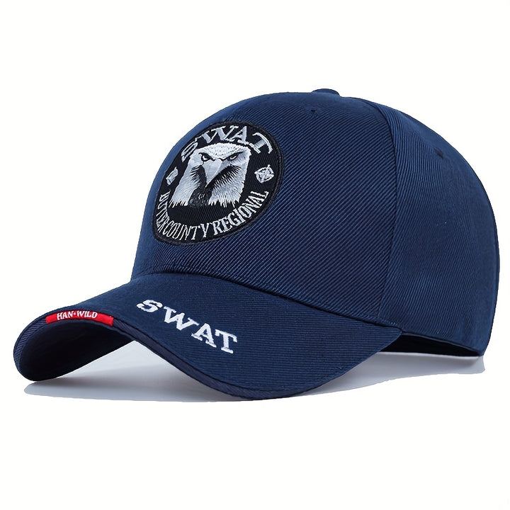 1 gorra de béisbol para hombre con bordado de águila, "SWAT", gorra casual ajustable al aire libre, ideal para viajes en primavera y otoño