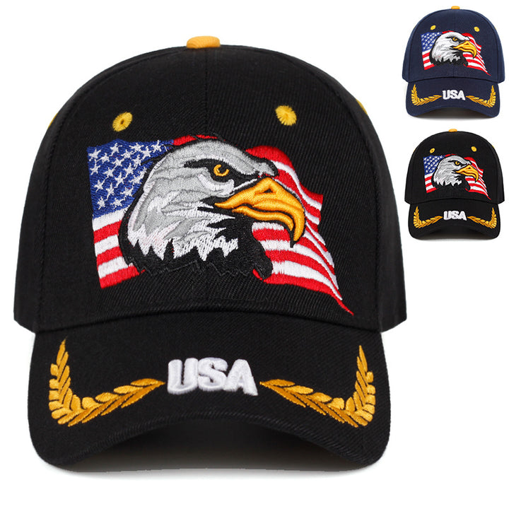 Gorra de béisbol para hombres AR Brand USA Eagle Embroidery, 100% poliéster, estilo casual, ajustable sombrero de protección solar para viajes de primavera/otoño, playa y fiesta