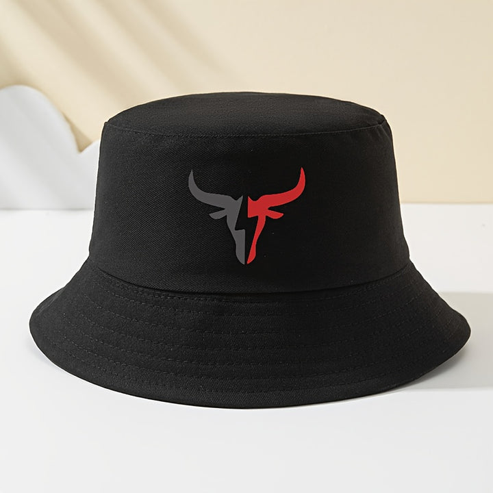 Gorra Unisex Ajustable Negra con Logo de Toro Rayo Rojo - Gorro Estiloso para Pesca, Camping y Playa, Regalo Ideal para Hombres y Mujeres, Gorra Trucker Primavera-Verano, Tela No Elástica