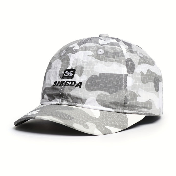 Gorra de Béisbol Camuflada para Hombre de Secado Rápido con Diseño de Surf y Aire Libre - Ala Ancha, Sombrero de Textil Camuflado para Surf, Camping, Uso Casual (Morado, Patrón Camuflado)