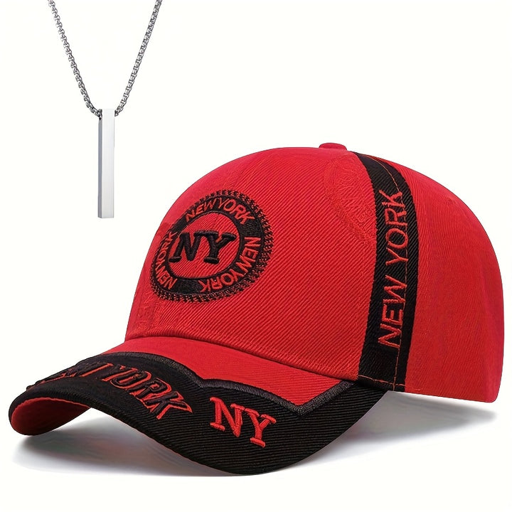 2 piezas Gorra de Béisbol con Estampado Táctico Camuflaje NY y Colgante Faith Bar para Hombres, Adecuada para Escalada, Accesorios de Ciclismo, Fiesta de Navidad