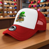 1 pieza de gorra de béisbol de dibujos animados Rat Fink - Tejido de malla transpirable verde y rojo, gorra ligera para golf, pesca y uso casual, lavable en máquina, ropa de cabeza para exteriores | Diseño juguetón | Equipo de cabeza duradero