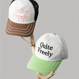 Gorra de béisbol versátil con bordado de letras para verano, protección solar, sombrero deportivo transpirable de malla.