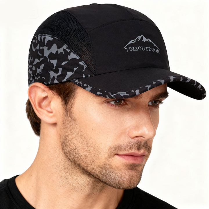 Gorra de béisbol para hombre con bordado de árbol de montaña - Gorro ligero para senderismo al aire libre en todas las estaciones con diseño de camuflaje y árbol, tejido suave y transpirable, correa ajustable para camping, pesca, Navidad, Acción de Gracia