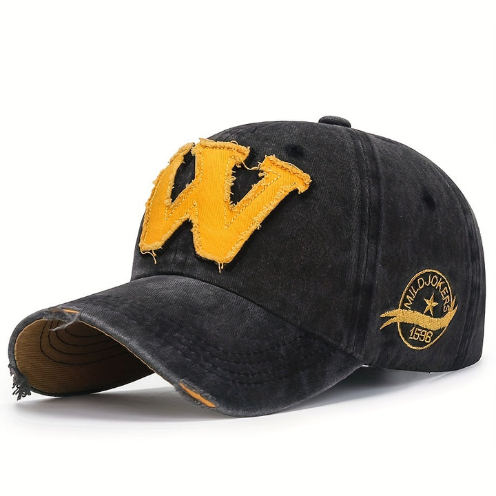 1 gorra de béisbol unisex retro con patrón de letras, gorra con visera ajustable versátil y de moda, opción ideal para el tiempo libre y los viajes