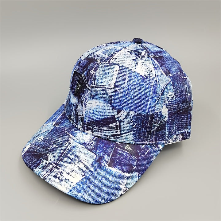 Gorra de Béisbol de Denim con Estampado Digital para Primavera/Verano Adecuada para Hombres y Mujeres, Sombrero Tipo Cubo para Senderismo y Pesca al Aire Libre