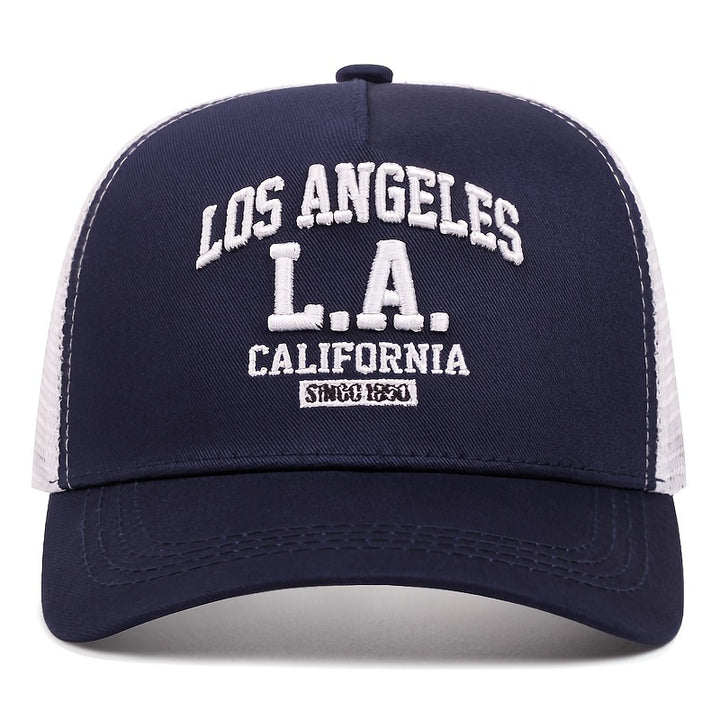 1 gorra de béisbol unisex bordada Los Angeles L.A. California, gorra deportiva de poliéster con recubrimiento de PVC, tela sin estirar, que aumenta el calor, plástico ABS, lavado a mano o en seco, para eventos de fútbol, Navidad - estilo moderno de cam...