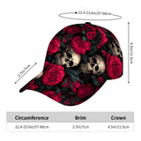 1pc Gorra de béisbol de hip-hop con estampado de calavera floral, ajustable, protección solar, transpirable, sombrero casual, accesorio de moda para viajes, fiestas de playa, actividades al aire libre, regalo de San Valentín - 100% poliéster, estilo de...