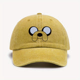 1pc Gorra de Béisbol Estampada con Diseño Retro - Ajustable Snapback, Sombrero Ligero para Hombres y Mujeres, Estilo Lavado Desgastado en Amarillo con Dibujo , Accesorio Casual | Gorra con Estampado Cartoon, Lavable a Máquina, Moda al Aire Libre, Tela Tra